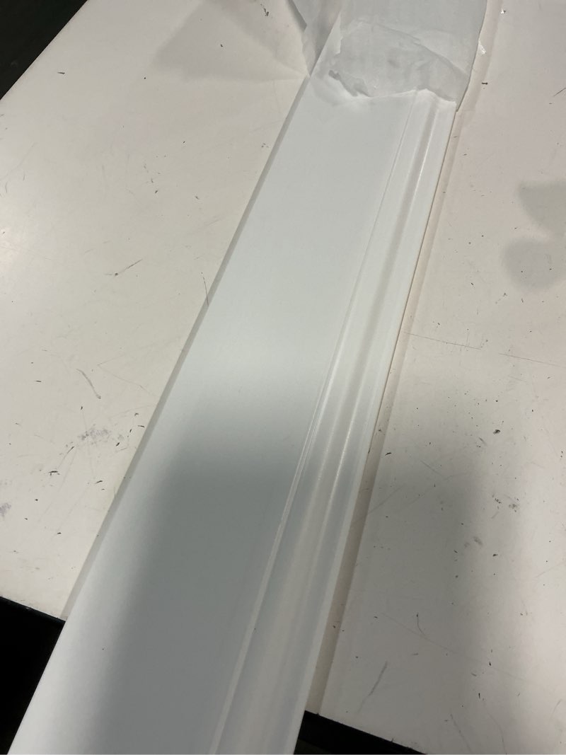 Condition photo showing As Is for (only 1 piece)pangda 4 pcs 39.4 x 5.5 in white wall baseboard covers skirting board covers for 4.13 x 0.5in baseboard trim polystyrene moulding easy diy installation for room office, installed with glue not include