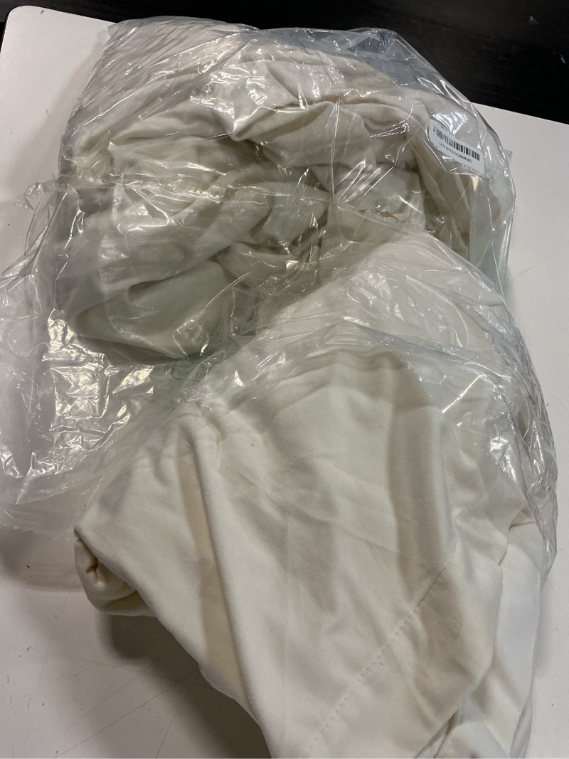Condition photo showing Good Condition for p pothuiny blackout velvet curtains 108 inches long, 2 panels ivory white velvet drapes rod pocket b