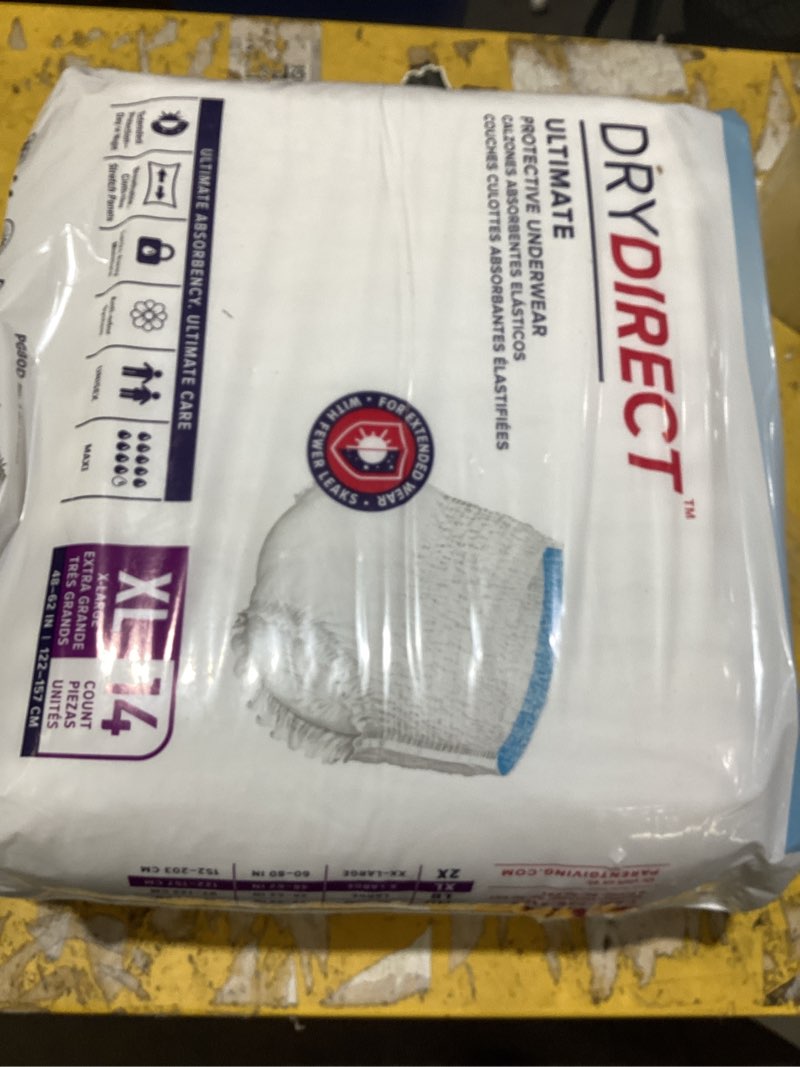 Condition photo showing Good Condition for dry direct ultimate protective underwear, soft cloth-like adult diapers, max absorbency disposable incontinence protection - x-large (pack of 14)