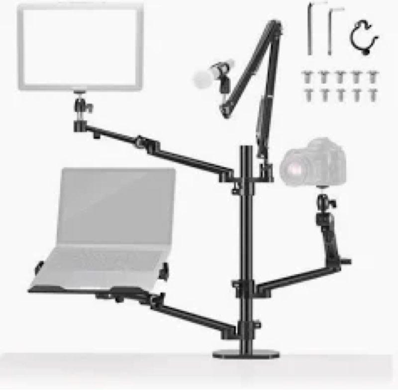 neewer overhead camera stand desk mount rig with 4 boom arms for photography video light ring light 