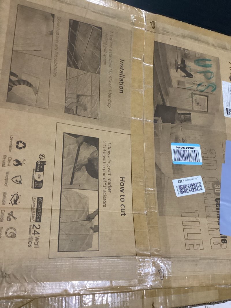 Condition photo showing Good Condition for art3d pvc ceiling tiles, 2'x2' plastic sheet in white (24-pack) 24"x24" white 1 24