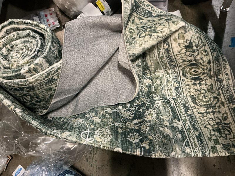 Condition photo showing As Is for champlant area rug 6'x9' washable vintage traditional floor cover thin retro kitchen indoor distressed non slip carpet for living room bedroom dining room