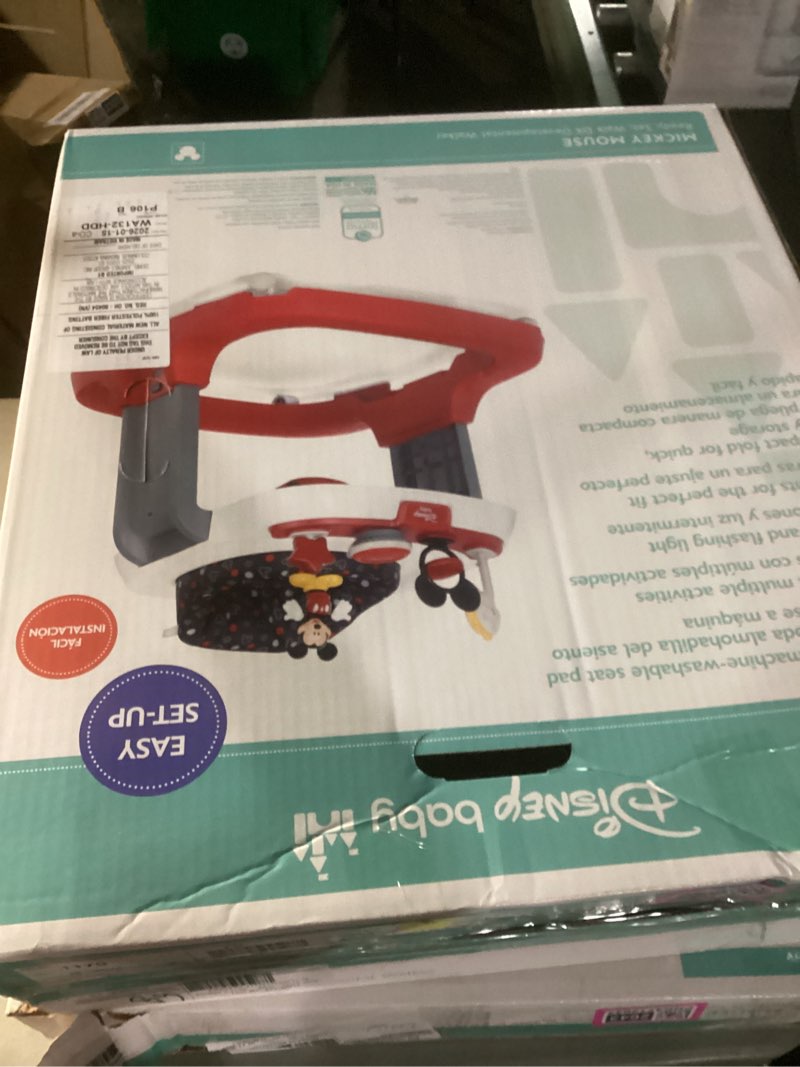 Condition photo showing Good Condition for bright starts disney baby mickey mouse original bestie 2-in-1 baby activity walker - easy fold frame and removable -toy station, 6 months and up white