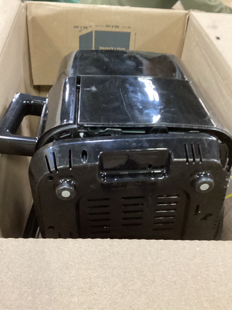 Condition photo showing As Is for Elite Gourmet Dual Zone Air Fryer Oven, 11QT Capacity with Divider, PFAS Free Nonstick, SYNC FINISH, 10 Preset Functions, Bake, Roast, Broil, Air Fry, Toast, Dehydrate, 1600W, with 25 Recipes, Black 11 Quart Black