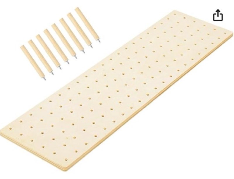 Wood Pegboard Drawer Organizer with 8 Adjustable Pegs for Kitchen Utensils Plates Bowls