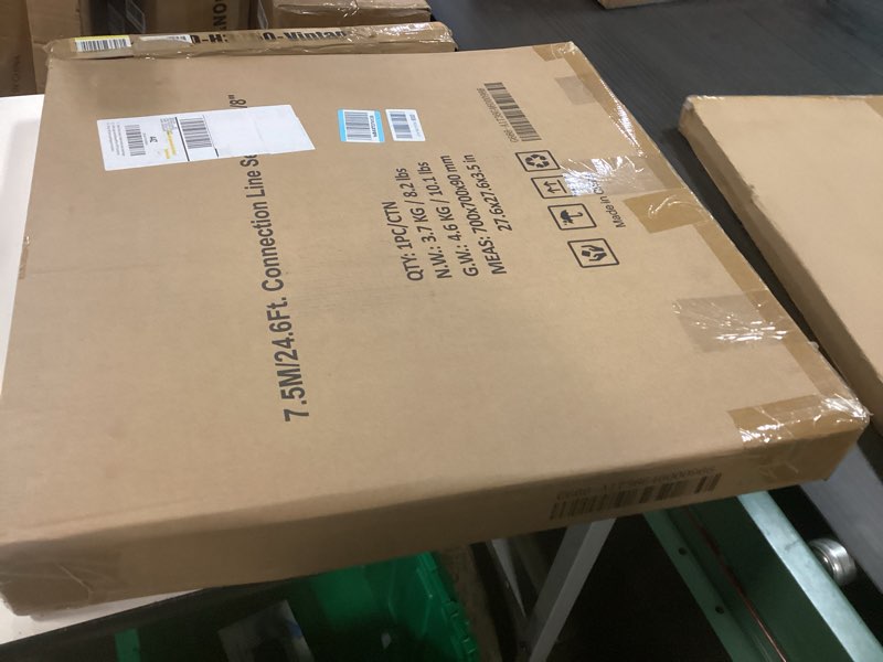Condition photo showing New/Like New for taurox 50ft mini split line set 1/4" & 3/8" o.d copper pipes tubing and 3/8" white thickened pe insulation coil, for mini split air conditioning or heating pump equipment and hvac with flared nuts. 50ft (1/4+3/8) with wire