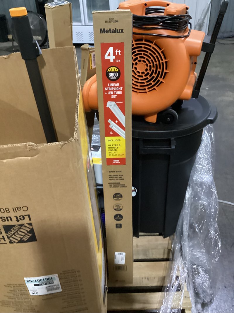 Condition photo showing As Is for sles 4 ft. 64-watt equivalent 2-lamp strip light luminaire plus led t8 tube bundle, 4000k, unv non-dim