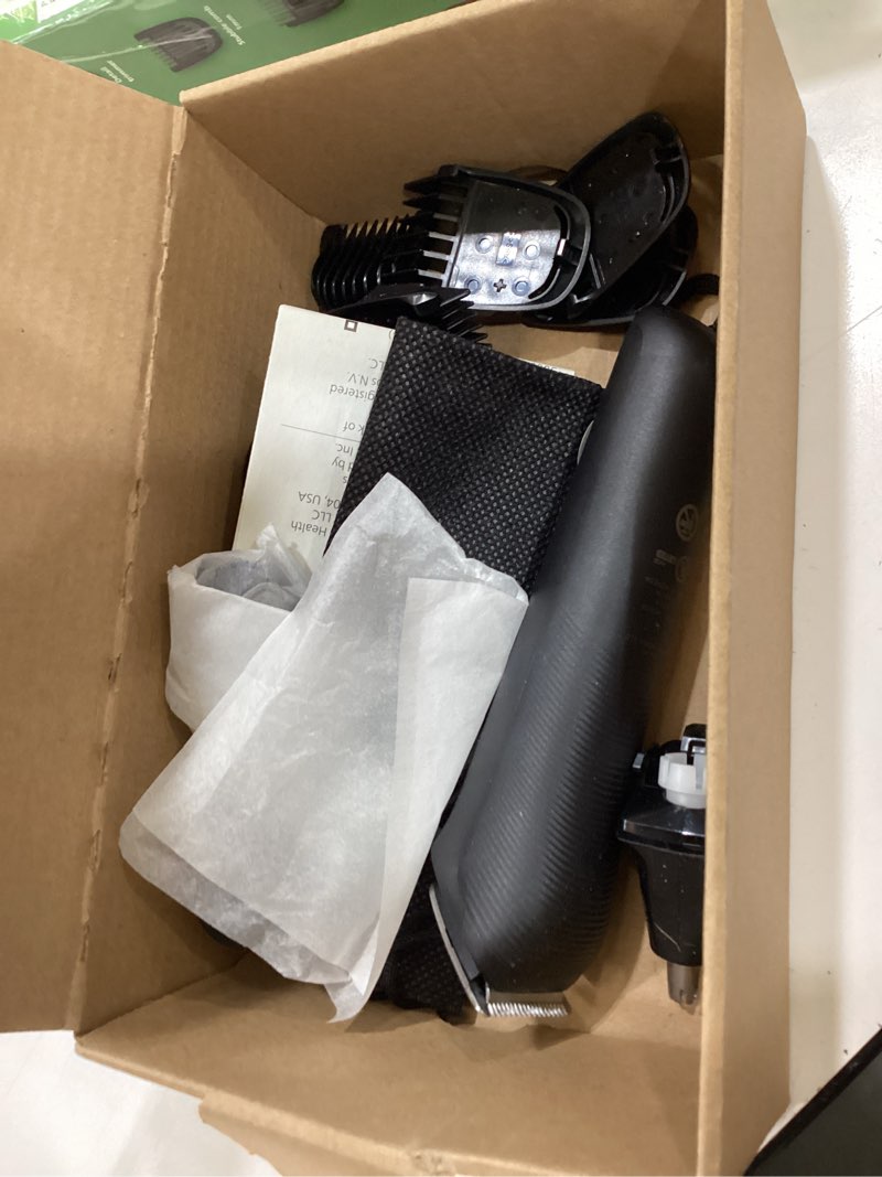 Condition photo showing As Is for norelco philips all-in-one 3000 series 13 in 1 trimmer for men, beard trimmer & head hair clipper, full metal self-sharpening blades & 8 length settings, mg3939/50 black mg3939/50 - 13 pieces + full metal blades
