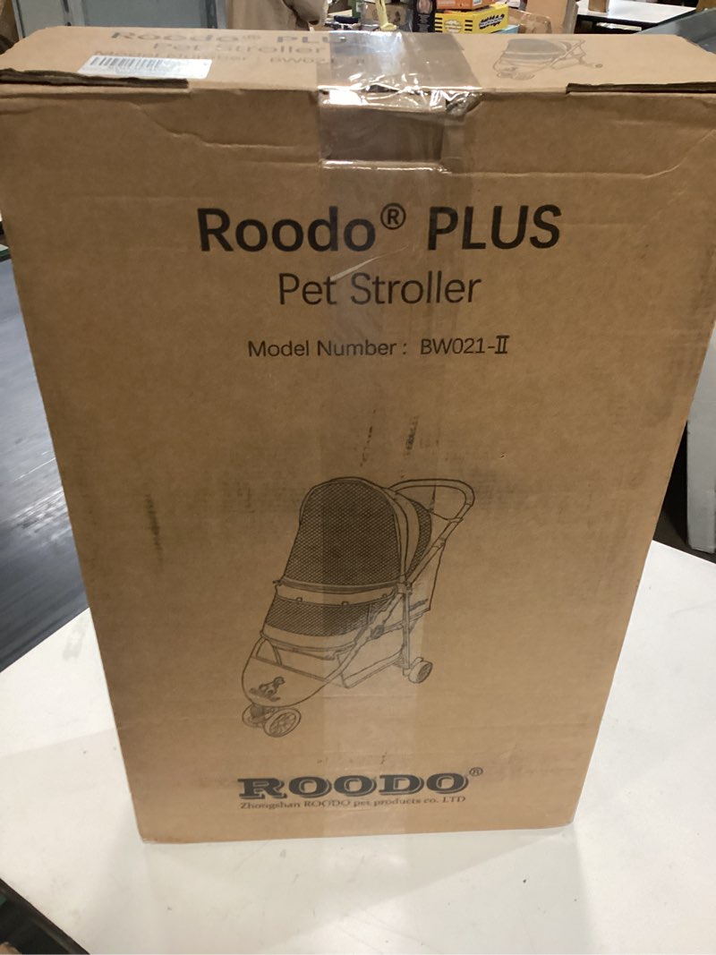 Condition photo showing New/Like New for roodo 3 wheel dog pet cat stroller best lightweight foldable compact portable jogger all terrain travel pet gear puppy kitty stroller for up to 30lbs medium small dogs and cats(cationic ash)