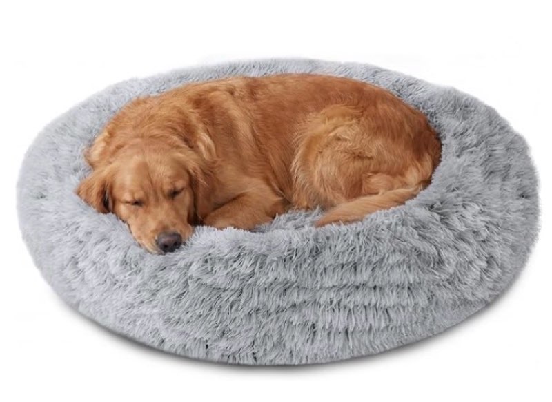 jollyvogue calming dog bed medium size dog, 31in donut washable medium pet bed, anti-slip & anti-anx