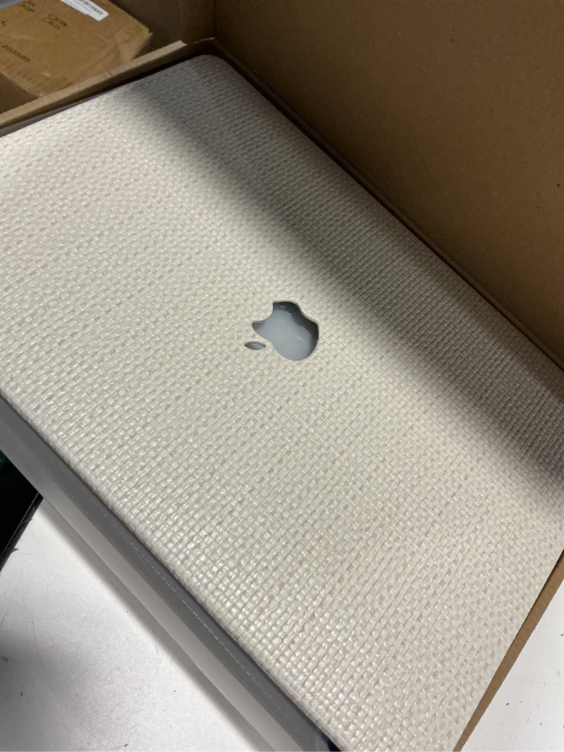 Condition photo showing Good Condition for seorsok compatible with macbook air 13 inch case 2022-2018 release a1932 a2179 m1 a2337 touch id,elegant leather plastic hard shell case with keyboard cover,beige woven fabric no logo cutout design air 13(a1932 a2179 m1 a2337) beige