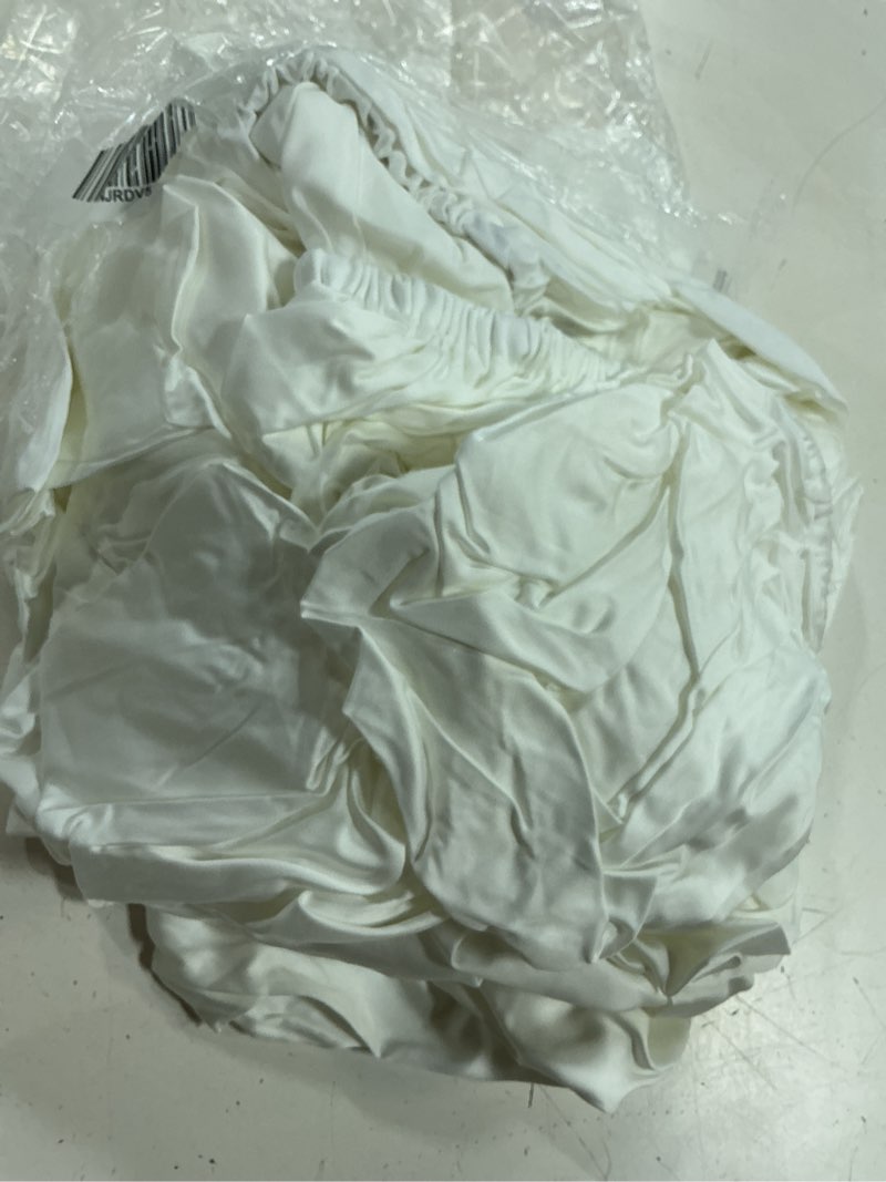 Condition photo showing As Is for bamboo fitted sheet set, queen, white