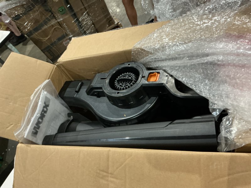Condition photo showing As Is for worx cordless leaf blower, 3 in 1 blowers for lawn care with leaf vacuum & leaf mulcher, electric blower with brushless motor & 2 speed control, 2 × 4.0 ah batteries & charger included, wg583 210mph 40v 3 in 1 w/(2)4.0 ah batteries