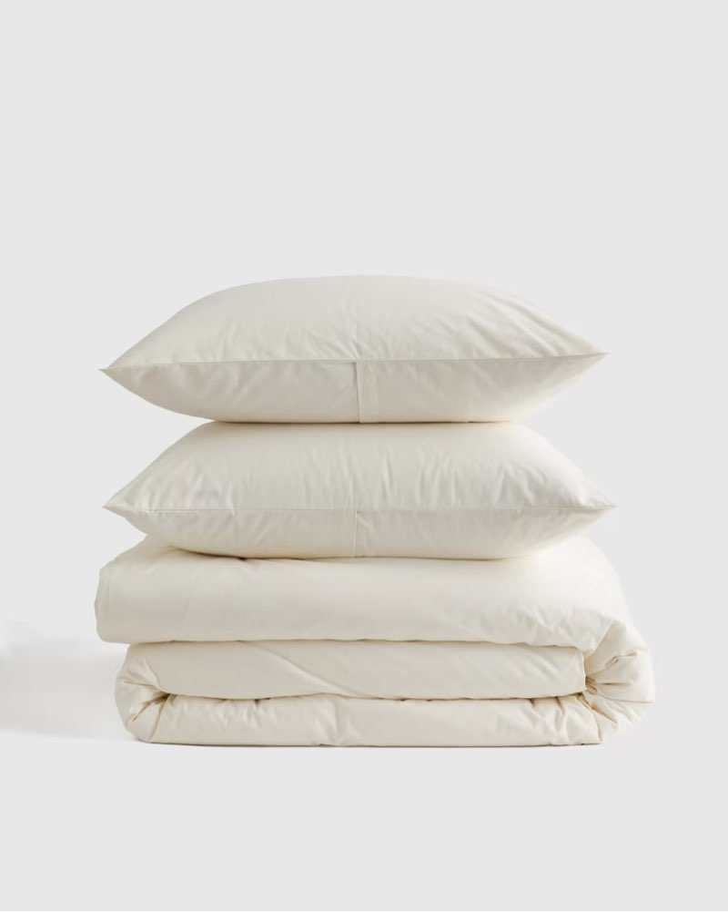 quince organic brushed cotton duvet cover set king/cal king ivory 