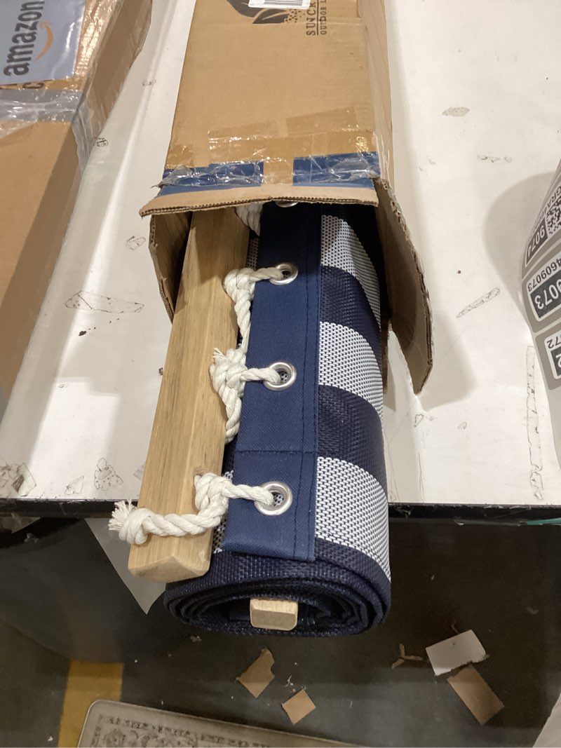 Condition photo showing New/Like New for suncreat hammocks 15 ft quick dry hammock double size with hardwood spreader bar, 2 person hammock for outdoor patio yard poolside, 450 lbs capacity, blue 78.7 x 55.1 in, hammock only blue