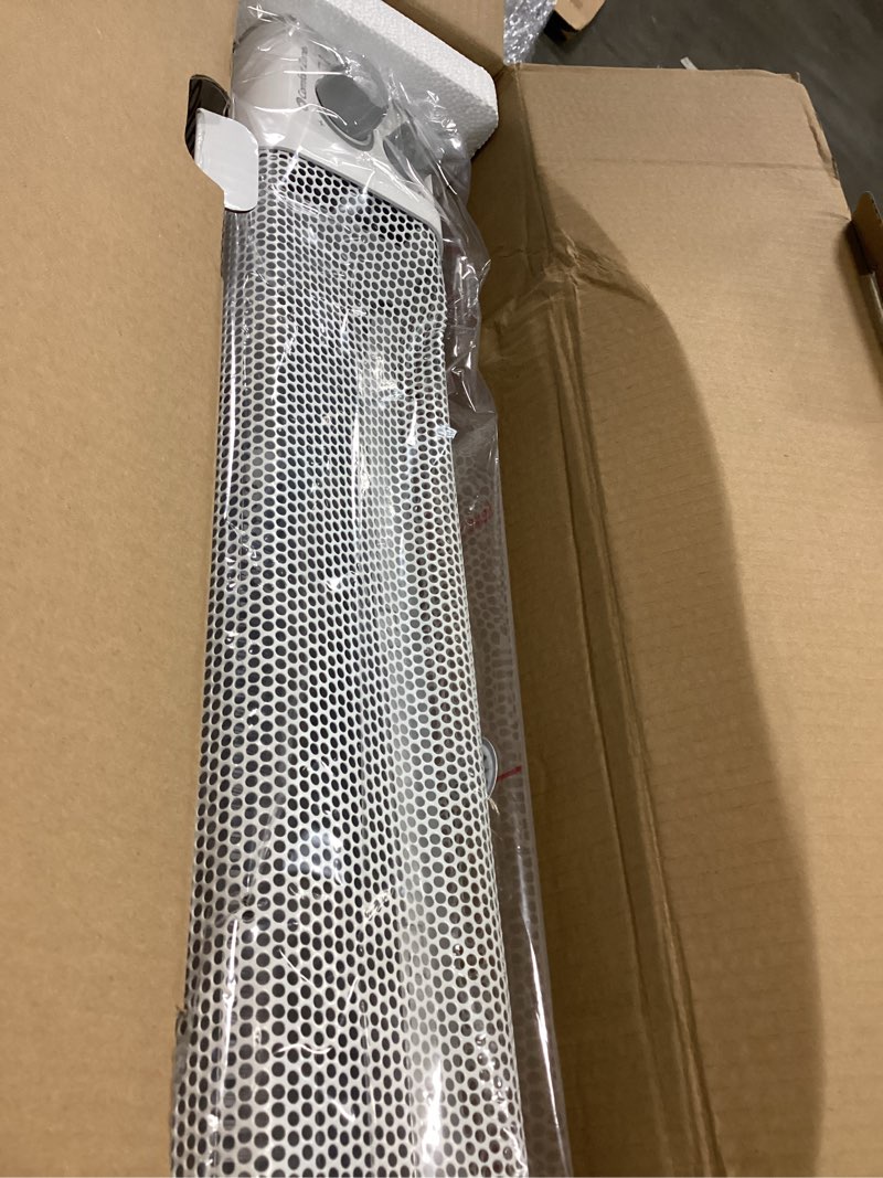 Condition photo showing Good Condition for comfort zone electric baseboard space heater with adjustable thermostat, dent-proof end panels, overheat protection, tip-over switch, & stay-cool body, ideal for home, bedroom, & office, 1,500w, cz600 white