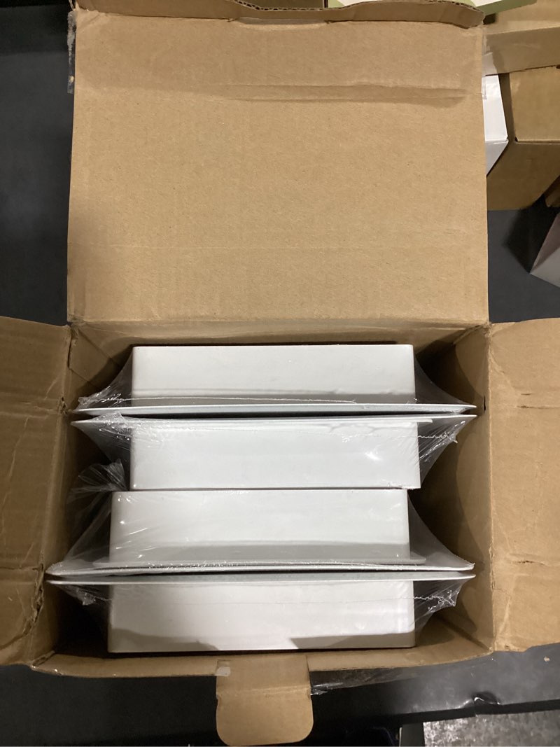 Condition photo showing item condition for Floor Register 6x12-4 Pack Vent Covers for Home Floor Heavy Duty Steel Walkable Easy Adjust Air Supply Lever Cover for Sidewall, White 6x12 White-4Pack