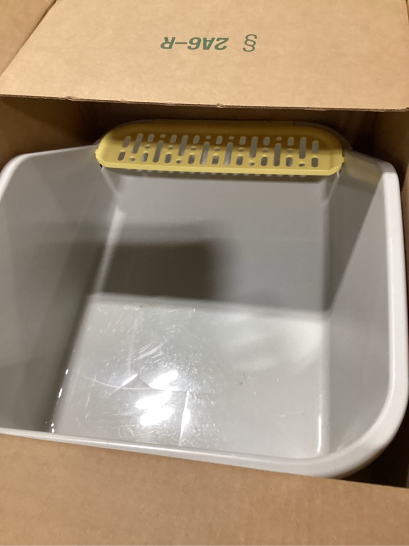 Condition photo showing Good Condition for spacetime large cat litter box with high sides,cat boxes for indoor cats,cat litter pan for kitty,litter box with low entry,easy to clean,anti-splashing(grey-yellow)