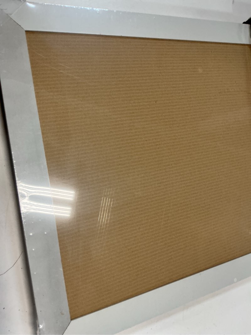 Condition photo showing New/Like New for DOLLAR BOSS White Cork Board for Wall - 24 X 18 Inches, Rustic Wooden Frame Bulletin Board, Decorative Hanging Pin Board for Office & Home Decor White 24''X 18‘’