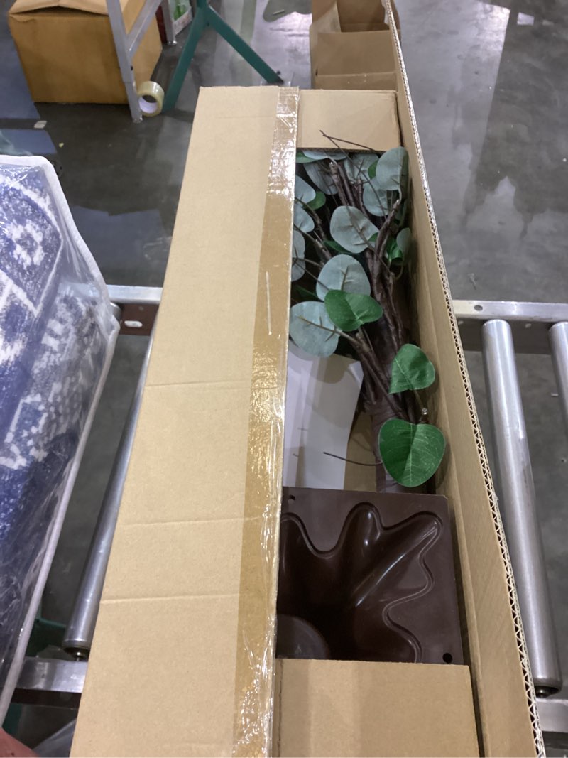 Lighted Eucalyptus Tree Artificial 5FT 90 LED Lights for Decoration Inside Outside, Prelit Fake Tree