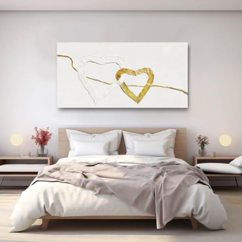 gaiduomai abstract wall canvas art love heart modern artwork minimalist room decor gold line prints 