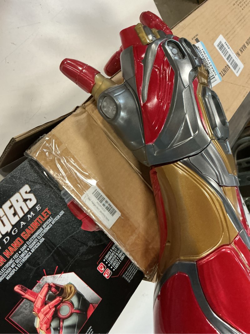 Condition photo showing As Is for avengers marvel legends series iron man nano gauntlet articulated electronic fist with lights , authentic movie sounds and removable infinity stones