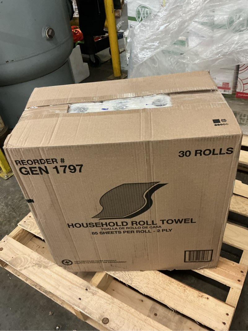 Condition photo showing New/Like New for 11 in. white 2-ply kitchen paper towel roll (85 sheets per roll, 30-rolls/carton)