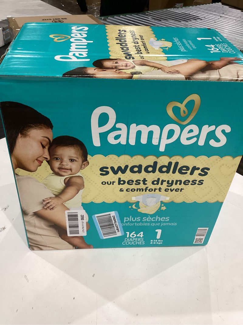 Condition photo showing New/Like New for Pampers Swaddlers Diapers, Size 1 (8-14 lbs), 164 Count, Absorbent, Keeps Baby Dry and Comfortable, Skin Safe Disposable Baby Diaper Size 1 164