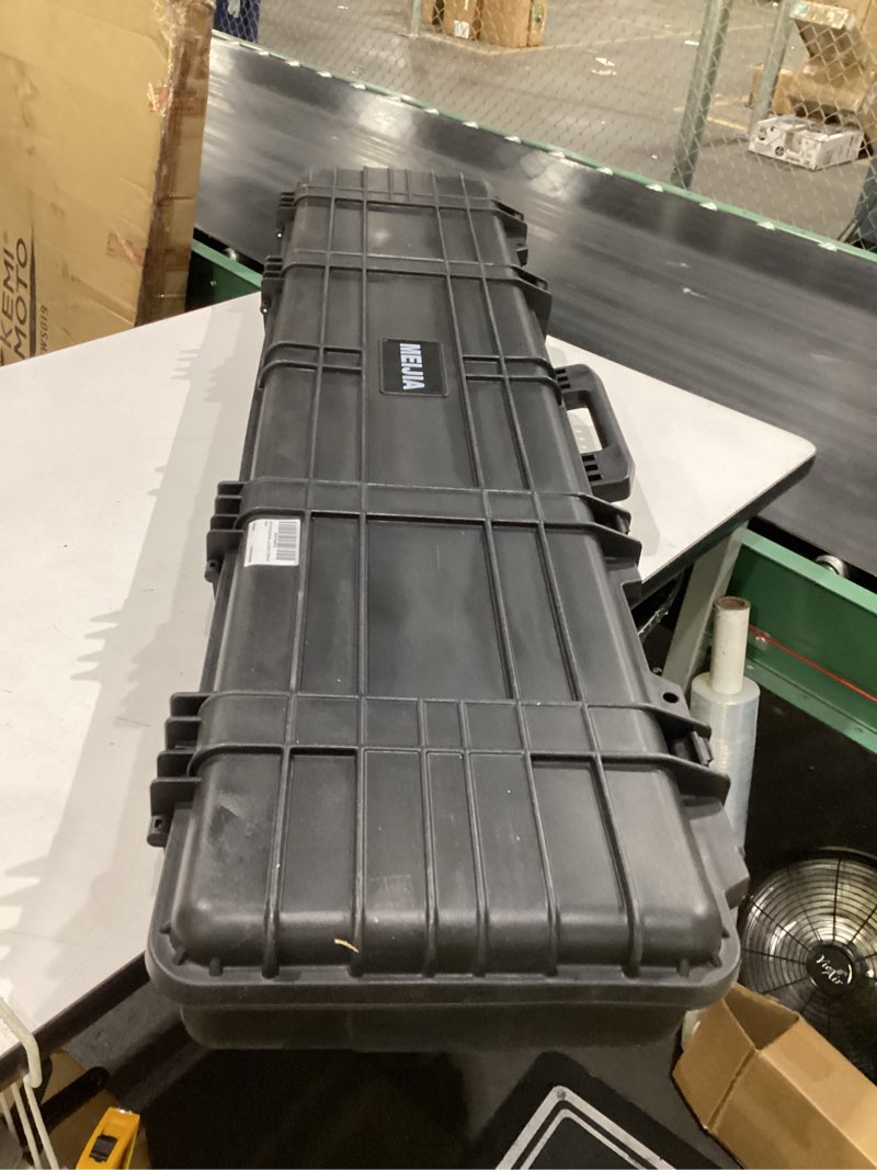 Condition photo showing New/Like New for meijia portable waterproof all weather hard rifle case,soft handle grip,customizable fit foam inserted,without wheels,black