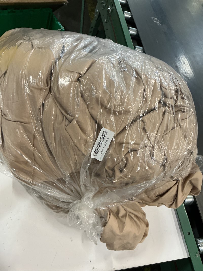 Condition photo showing As Is for MUXHOMO 7 Pieces Queen Comforter Set, Soft Bed in a Bag Queen Size, All Season Bedding Set with Comforter, Flat Sheet, Fitted Sheet, Pillowcases & Shams, Ivory & Khaki Queen(88"x 88") Ivory/Khaki