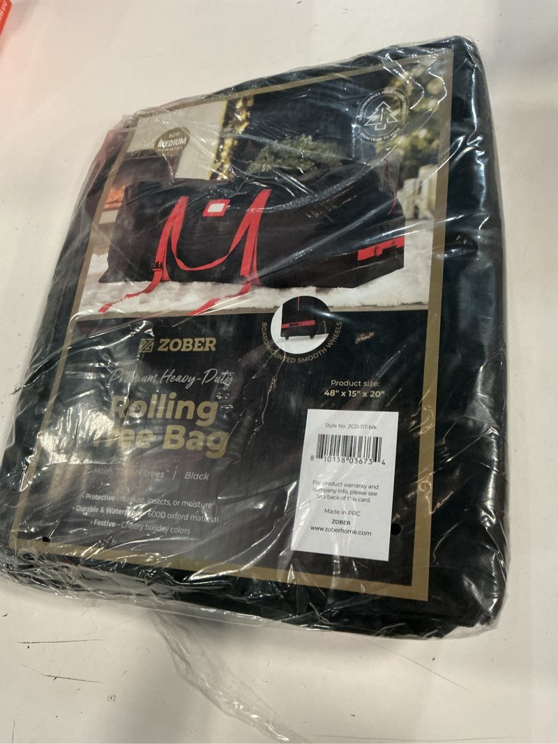 Condition photo showing New/Like New for zober 600d oxford fabric rolling christmas tree storage bag - fits 7.5 ft artificial trees - waterproof christmas tree bag for storage box for xmas, durable handles and wheels - card slot - black black 7.5 ft