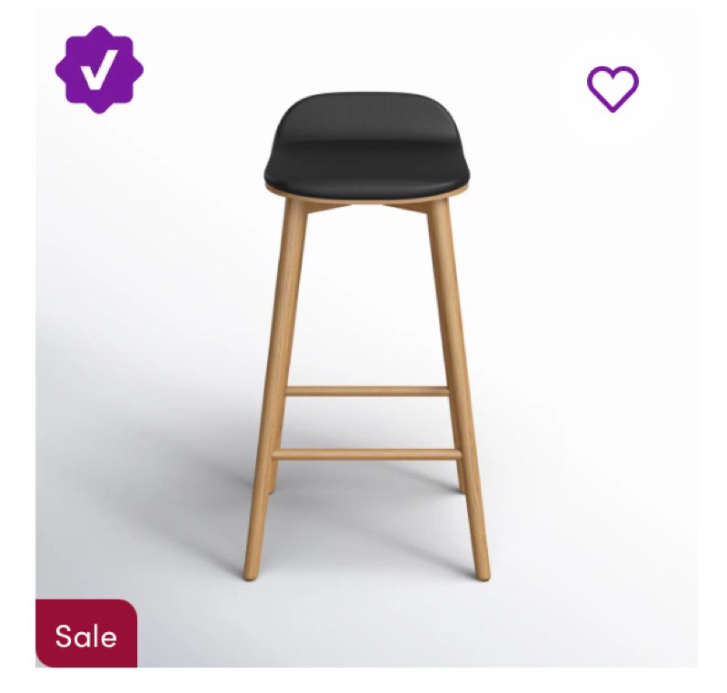 Beck 26'' Seat Height Counter Stool - Solid Wood Frame and Genuine Leather Seat