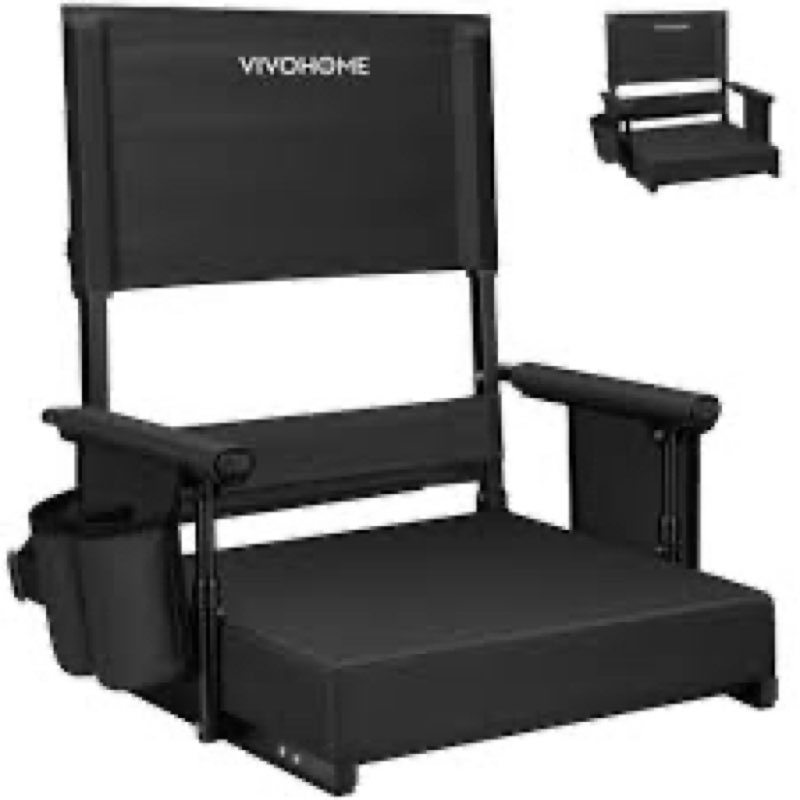 vivohome height adjustable high back stadium seat with back support and cushion, portable bleacher c