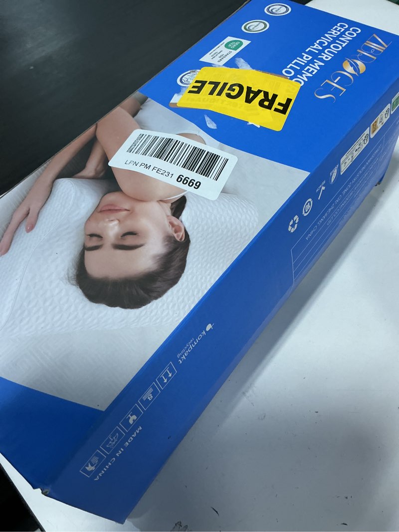 Condition photo showing Good Condition for Cervical Neck Pillow for Pain Relief- Queen Size Cooling Pillow for Sleeping, Memory Foam Pillows for Neck Shoulder, Ergonomic Adjustable Contour Bed Pillow for Side, Stomach & Back Sleepers Queen Size 23.6"L x 14.2"W