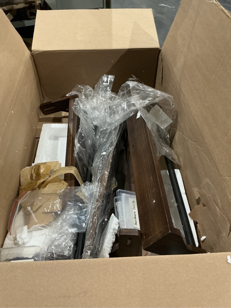 Condition photo showing As Is for rustic wall mount shoe rack: wood & metal entryway organizer