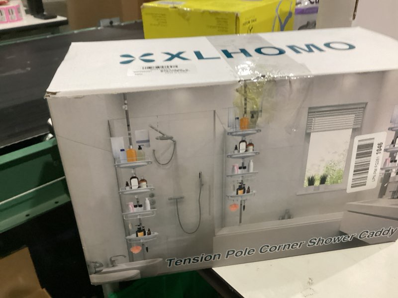 Condition photo showing Good Condition for XLHOMO 32-122inch Corner Shower Caddy Tension Pole White, Rustproof Drill-Free Shower Shelves for Ba