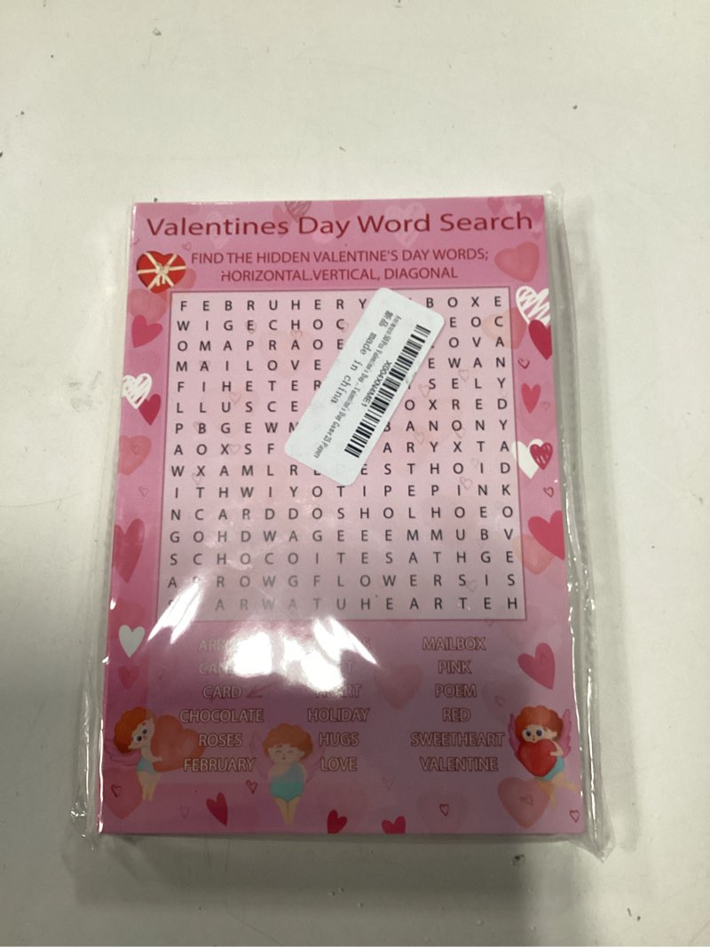 Condition photo showing New/Like New for 50pcs valentine's day party game cards for valentine gifts party supplies word search scramble bingo pictionary matching game cards set (no answer)