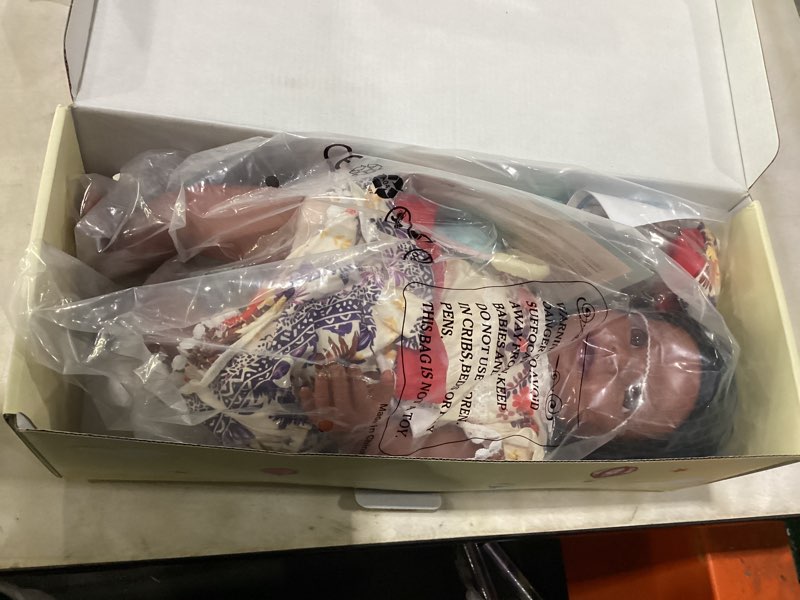 Condition photo showing Good Condition for babeside lifelike black reborn baby dolls, 20 inch realistic black girl newborn real life baby dolls soft vinyl & cloth body with feeding kit gift box for kids ages 3+