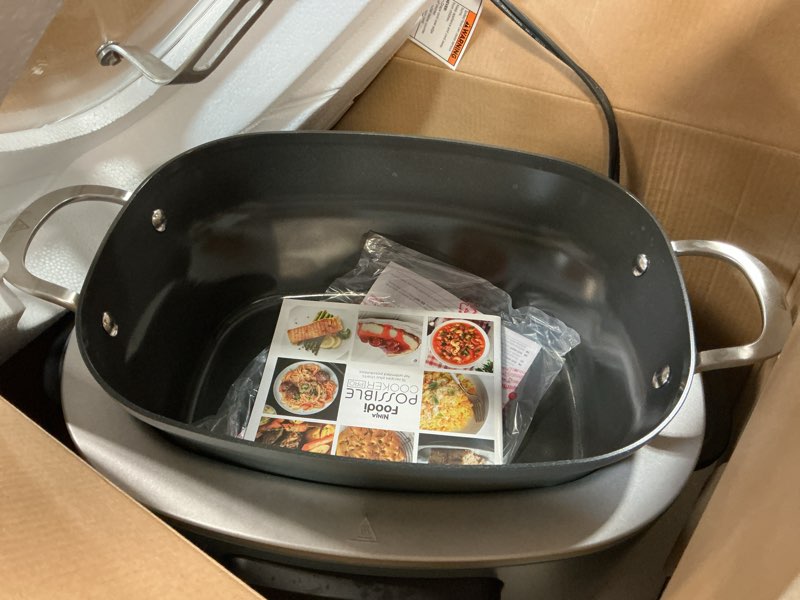 Condition photo showing Good Condition for Ninja MC1001 Foodi PossibleCooker PRO 8.5 Quart Multi-Cooker, with 8-in-1 Slow Cooker, Dutch Oven, Steamer, Glass Lid Integrated Spoon, Nonstick, Oven Safe Pot to 500°F, Sea Salt Gray