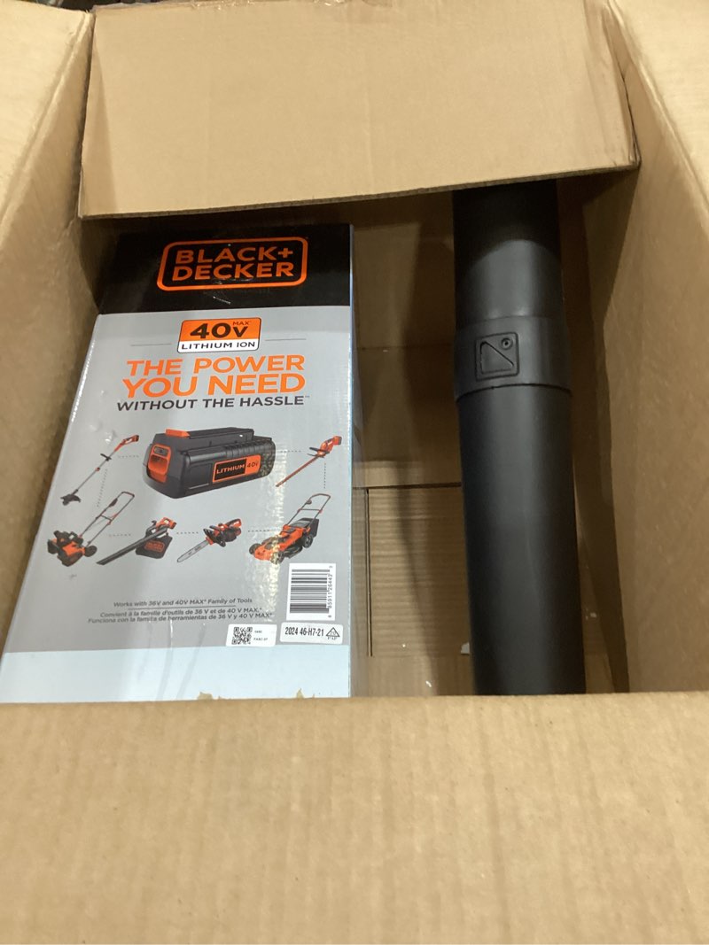 Condition photo showing Good Condition for BLACK+DECKER Leaf Blower Cordless Leaf Vacuum and Mulcher Combo Kit, Battery and Charger Included, 40V 120 mph Air Speed, 6-Speed Dial, Built-in Scraper with Collection Bag (LSWV36)