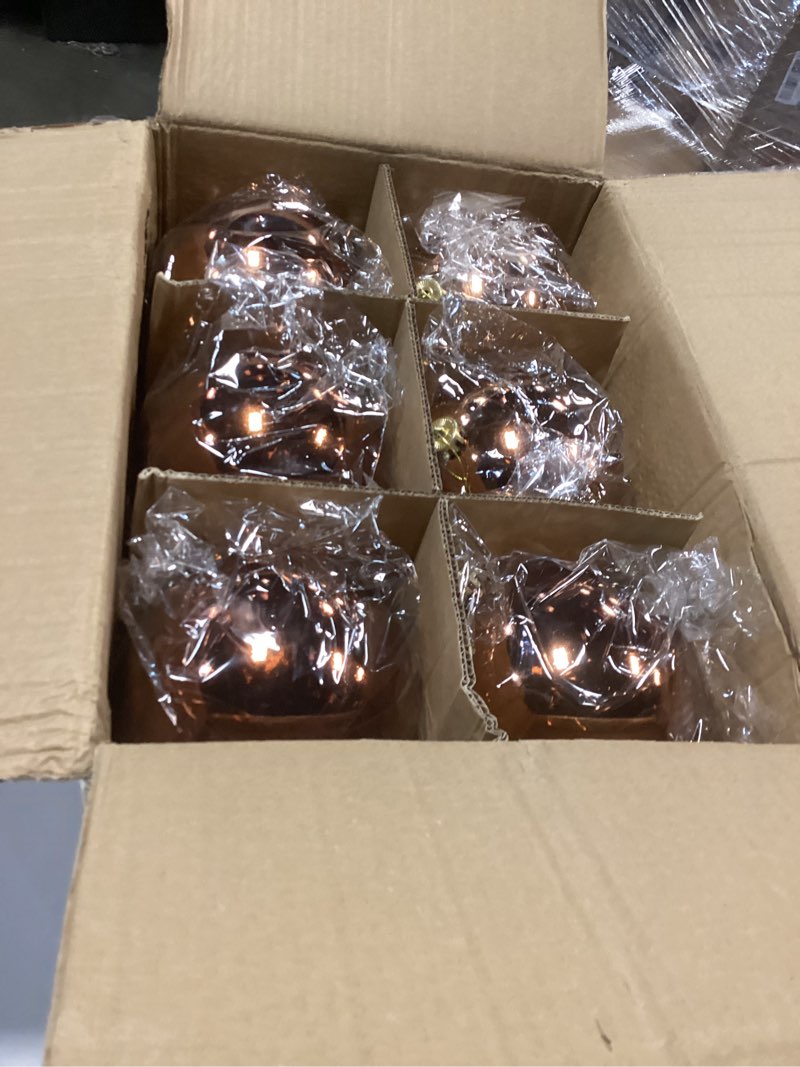 Condition photo showing New/Like New for Zubebe 12 Pcs Large Christmas Ball Ornaments Giant Oversized Plastic Shatterproof Christmas Ball Outdoor Vintage Hanging Decorations UV Water Resistant for Holiday Farmhouse(Copper Gold,6 Inches) Copper Gold 6 Inches