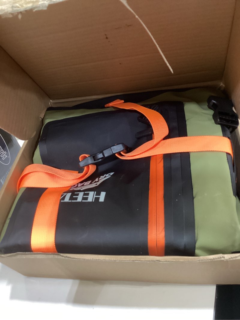 Condition photo showing Good Condition for HEETA Dry Bags Waterproof Backpack 40L for Men & Women, Roll Top Heavy Duty Cushioned Hiking Backpack for Kayaking Boating Paddle Boarding Fishing Travel Camping Beach Vacation Cruise Ship Essentials Green 40L