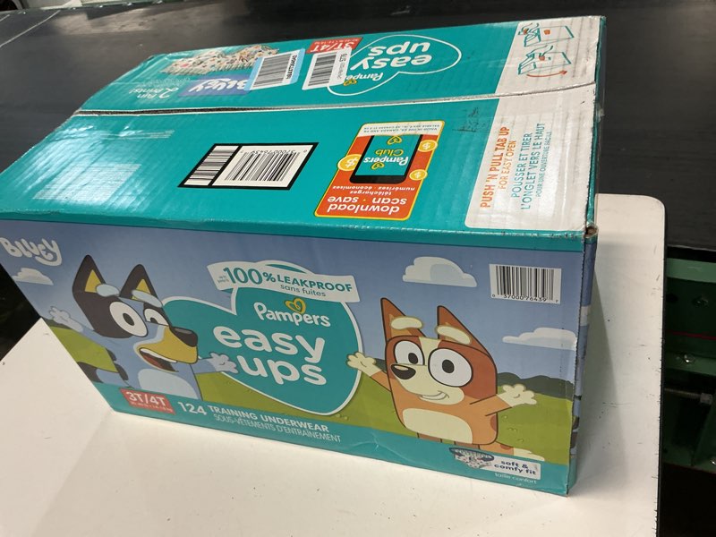 Condition photo showing New/Like New for pampers training pants - easy ups boys & girls bluey - size 3t-4t, 124 count, children's potty underwear (packaging may vary) 3t-4t 124
