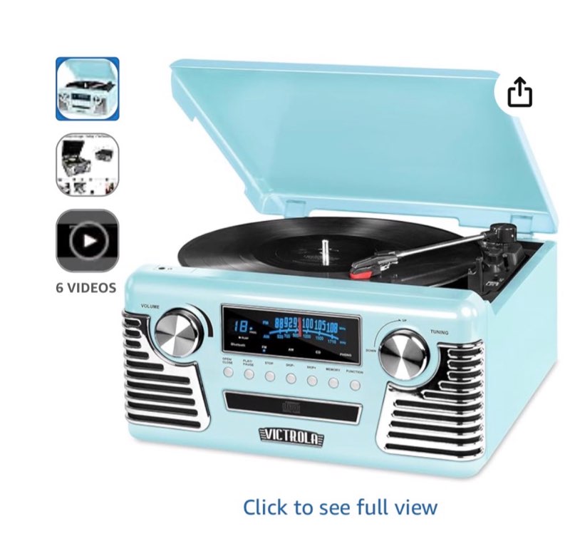 Victrola Haley Retro Bluetooth Record Player & Multimedia Center with Built-in Speakers - 3-Speed Turntable, CD Player, AM/FM Radio, 3.5mm Aux-In, Wireless Music Streaming, Teal Teal Record Player