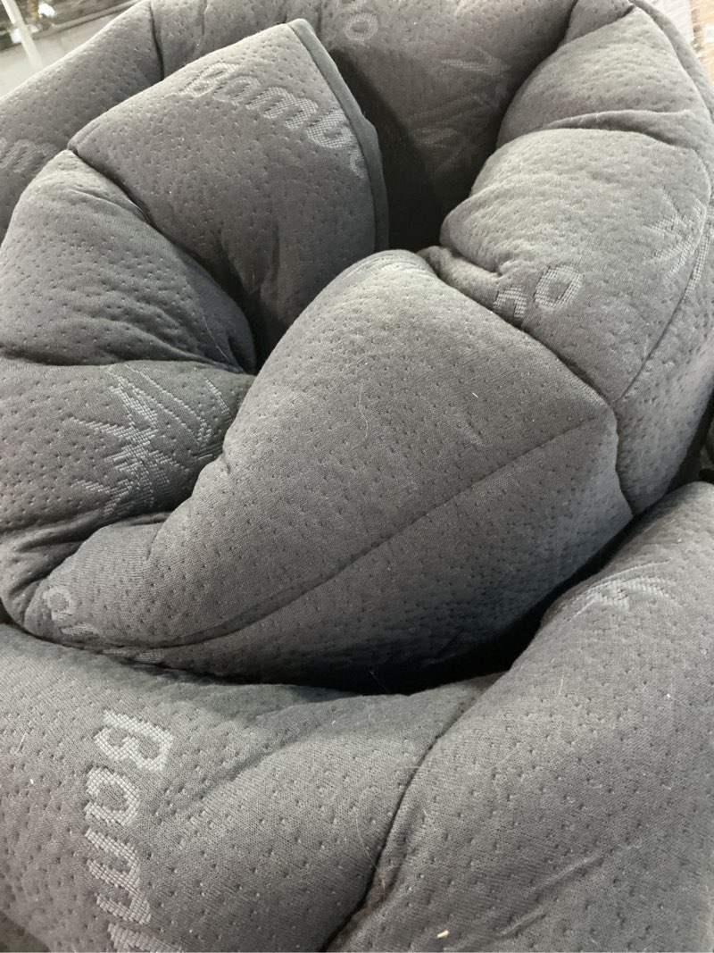 Condition photo showing As Is for bedlore king mattress topper viscose derived from bamboo, thick pillow top mattress pad with stretchable pockets for 6"-18" mattress, soft breathable mattress topper for back pain relief(dark gray) 2 dark gray king