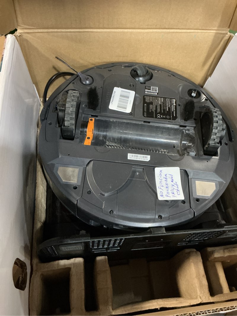 Condition photo showing As Is for shark ur2500sr ai ultra robot vacuum with self-empty base, bagless, 30-day capacity, lidar navigation, compatible with alexa, wifi connected, black