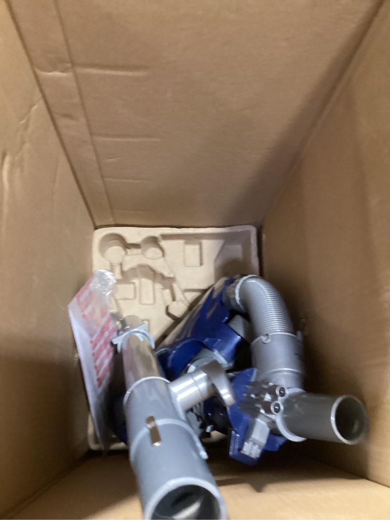 Condition photo showing As Is for shark upright vacuum, navigator lift-away deluxe with large dust cup capacity, hepa filter, swivel steering, upholstery tool & crevice tool, blue, nv360