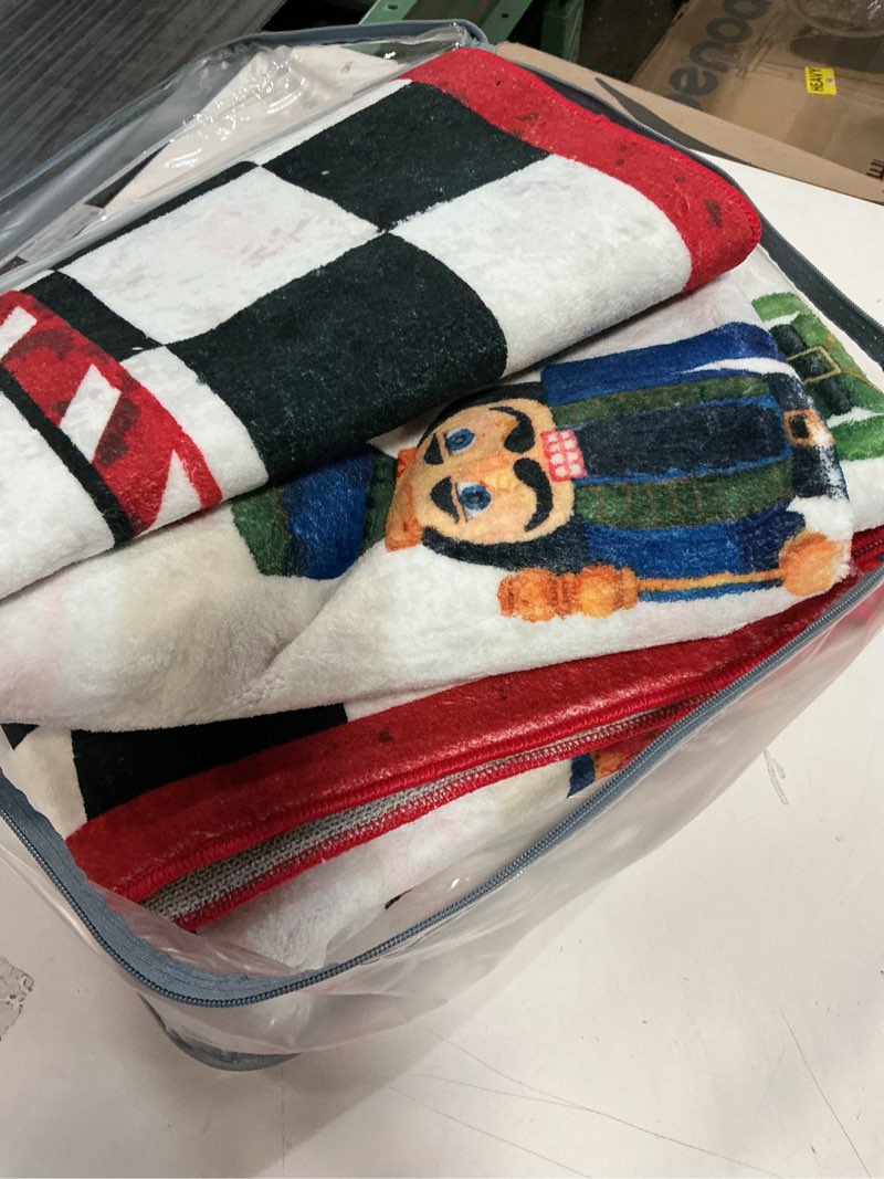 Condition photo showing Good Condition for Cute Nutcracker Christmas 5x7 Area Rugs Washable, Vintage Checkerboard Fairy Tale Holiday Christmas Area Rugs for Living Room Bedroom Entryway Kitchen Fire Place, Thin Colorful Festive Accent Carpet 5x7 Black and White