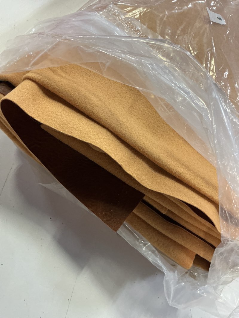 Condition photo showing Good Condition for faux leather fabric, 1.0mm thicken soft upholstery fabric by the yard 55" wide marine vinyl fabric pu leather sheets for craft sewing chair seat wallet cover, 3 yard tan brown crazy horse tan brown pre cut 3 yard