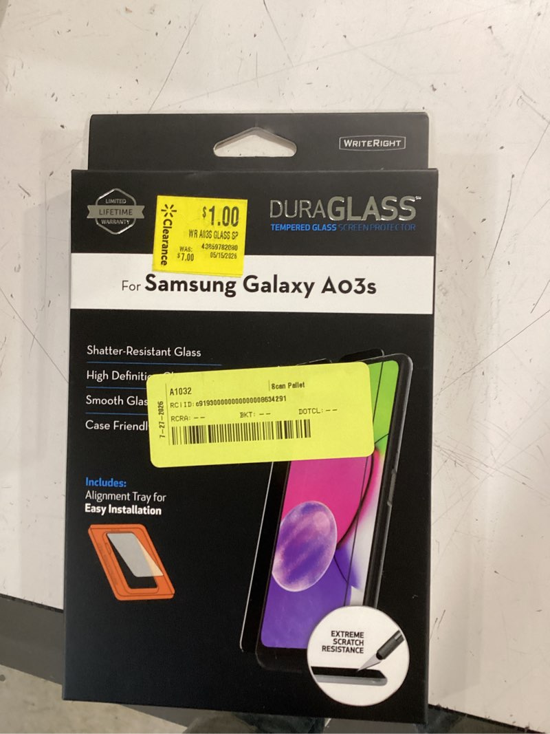 Condition photo showing New/Like New for duraglass tempered glass screen protector with quick installation tray for samsung galaxy a03s